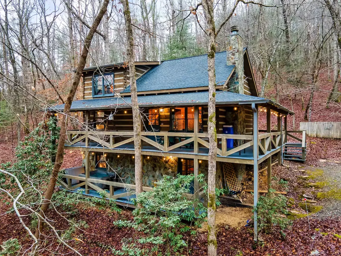 Weeks Creek Haven cabin with its parking area